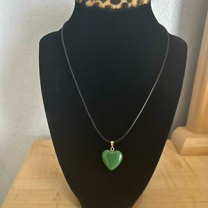 Fabric necklace with stone heart ❤️ medal